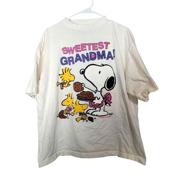 Vintage Peanuts White Sweetest Grandma Graphic Short Sleeve Top Womans Size 2XL - Picture 2 of 9